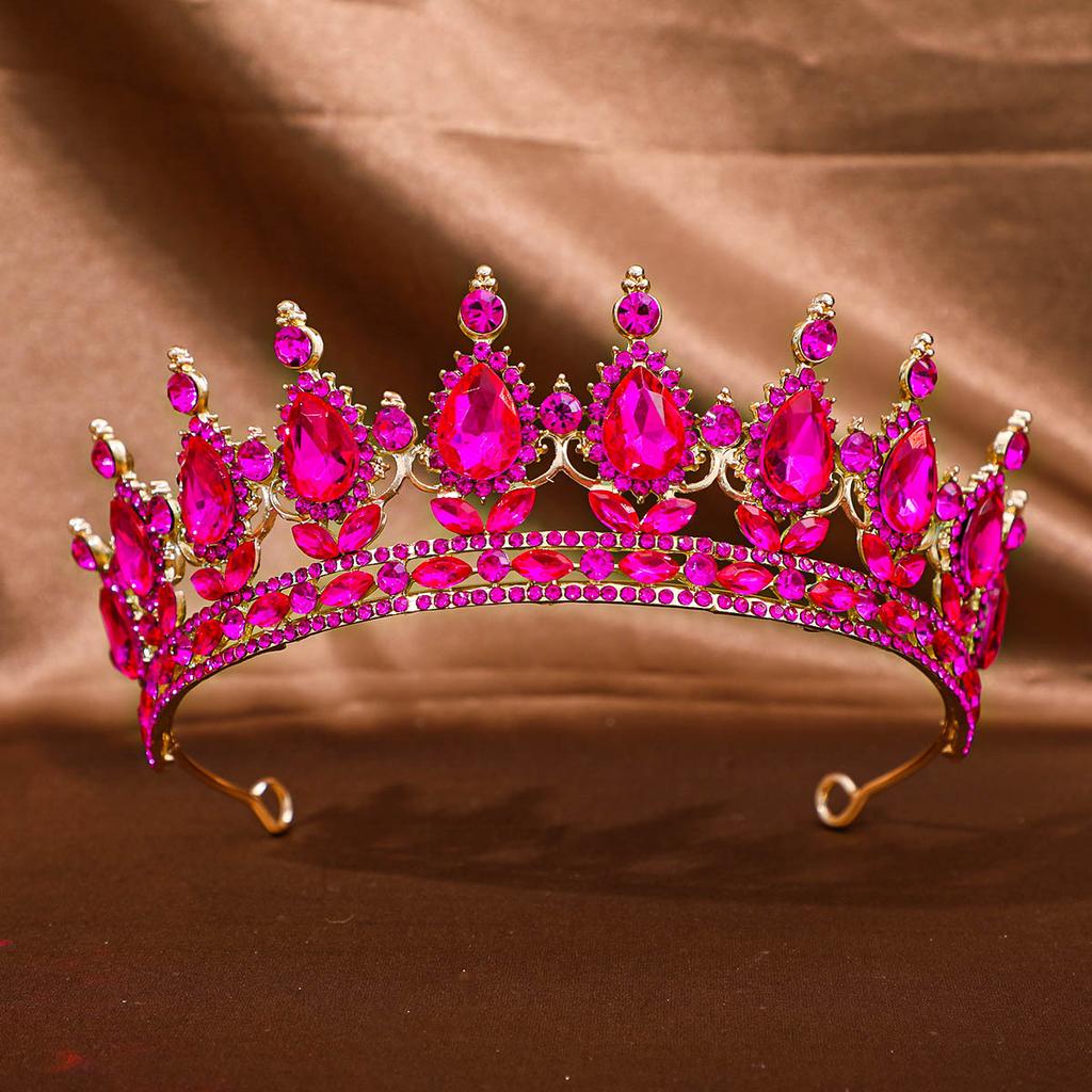 DIEZI 8 Colors Baroque Luxury AB Rhinestone Crystal Tiara For Women Wedding Party Elegant Bridal Bride Crown Hair Accessories