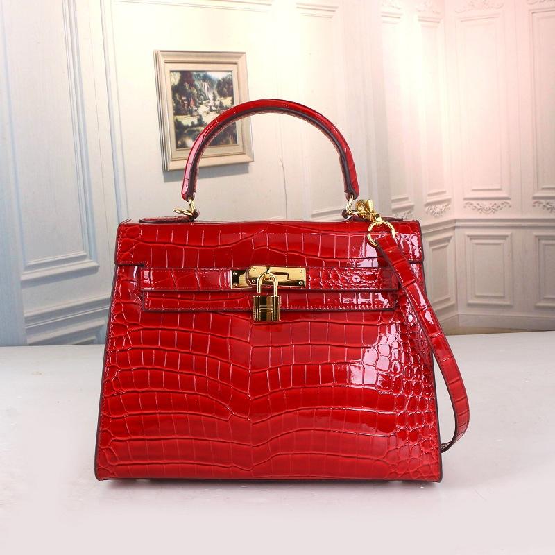 Bag Women'S Lychee Pattern Large-Capacity Handbag Color Matching Shoulder Messenger Bag Women'S Bag