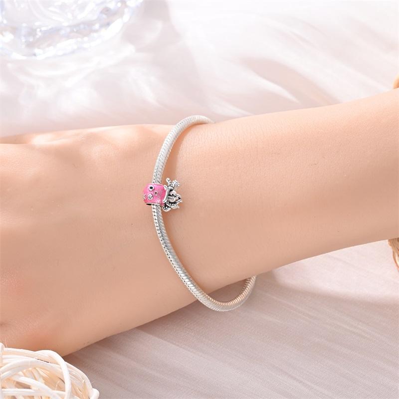 Authentic Original Copper Metal Charm Bead Components Luxury Pink Octopus Bead Component Necklace Bead Components Compatible With Bracelet High