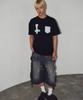 TRAVEL Denim Crossbody Short Sleeve Tee Black