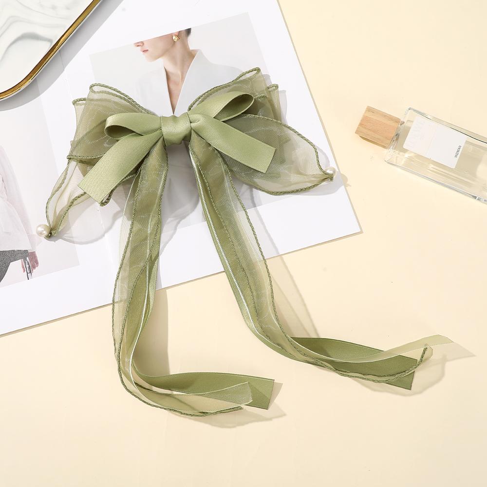 Women Bow Hair Clip Pearl Black Hairpin Girls Korean Temperament Ponytail Hair Clips Barrettes Fashion Hair Accessories Headwear