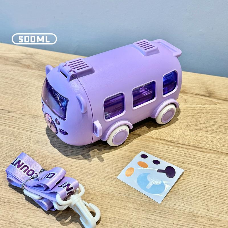 Bus, Car, Children's Plastic Cup, Straw Cup, Portable Food Grade High Temperature Resistant Water Cup