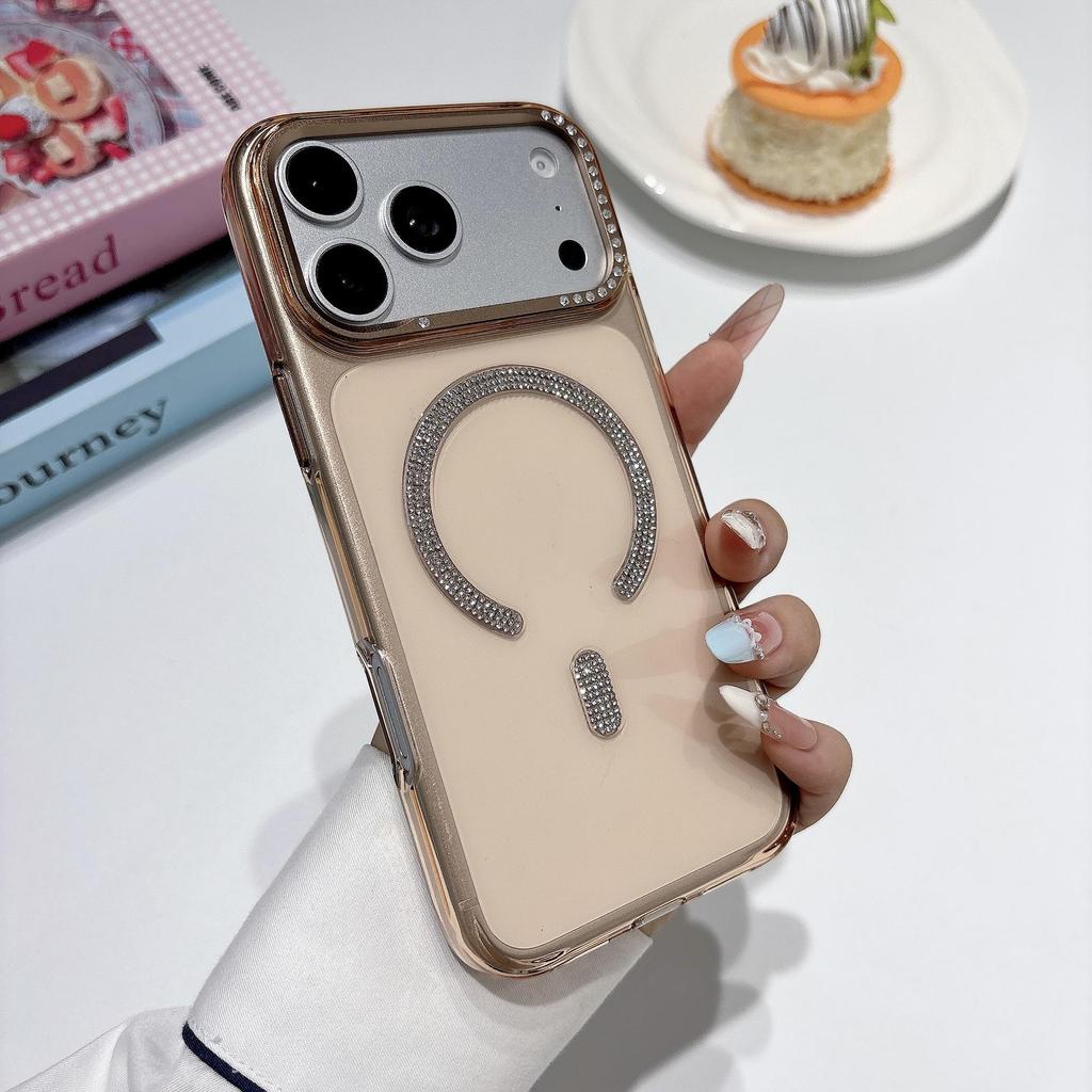 iPhone 18 Pro Max Starry Crystal Clear Magnetic Case with Rhinestone Lens