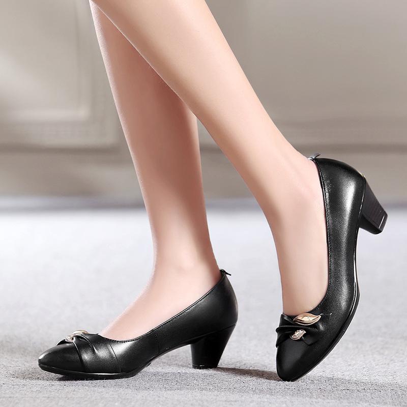 Fashion AIYUQI Women Shoes Genuine Leather High-heeled Dress Spring Shoes Large Size 41 42 Round Toe Fashion Women Office Shoes