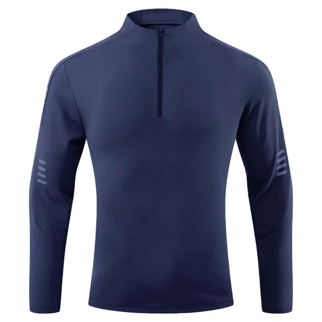 Men’s Long Sleeve Breathable Sports T-shirt Running Cycling Athletic Training Basketball Crew Neck Zipper Top