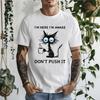Unisex Funny Cat T-Shirt I'm Here I'm Awake Don't Push It Graphic Tee Short Sleeve Tops Cat Lover Coffee Casual Shirts