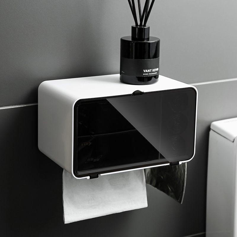 Punch-Free Wall-Mounted Bathroom Tissue Holder & Magnetic Storage Box