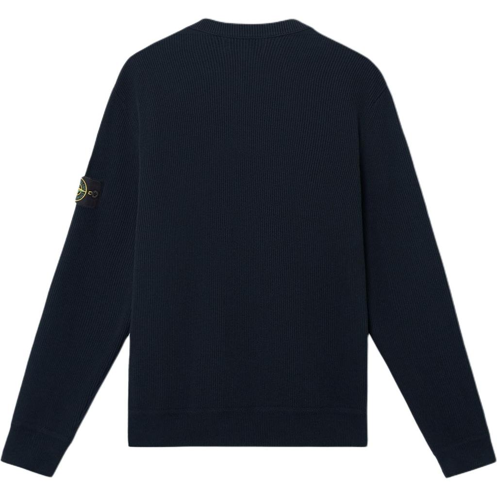 STONE ISLAND Crew Neck Pullover Solid Color Sweater Men Sweater Blue K1S1551000-54S00D8-V0020