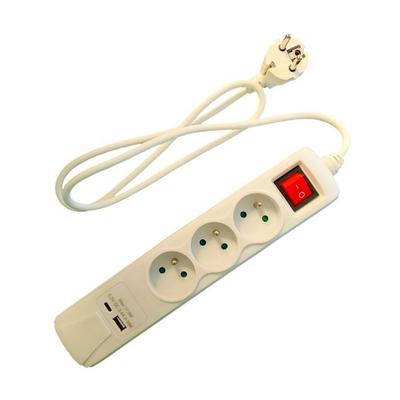 Power Strip - BOXELEC - 3500W - 3 Classic Outlets - 2 USB Ports - 1M Cable