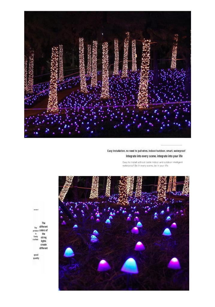 Solar LED Mushroom String Lights with Remote for Outdoors