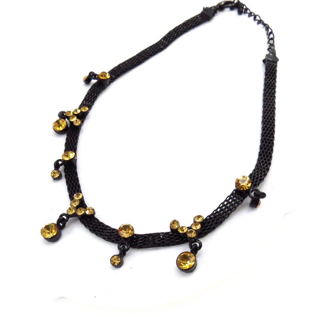 Les Trésors De Lily [J6983] - Designer 'Sissi' Amber Black Choker