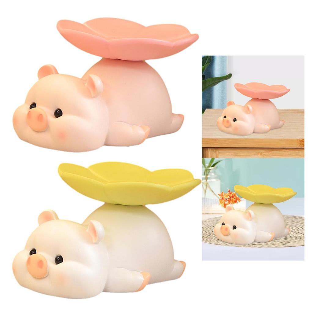Pig Statue Desk Storage Tray Modern Cute Creative Entryway Key Holder for Table Cabinet Living Room Bedroom Home Decoration