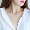 Elegant Double-Sided Four-Leaf Clover Necklace - Rose Gold Plated with Black & White Enamel, Micro-Inlaid Zirconia for Women