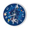 8 Inch Silent Wall Clock PP Battery Operated Kids Wall Clock Space Theme Decor for Home Living Room Bedroom Round
