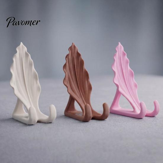 Cute Desk Gadgets Leaf Shaped Phone Stand, 3D Printed Mobile Holder with Double Small Stand for Home Hook Support, Creative Hands Free Video