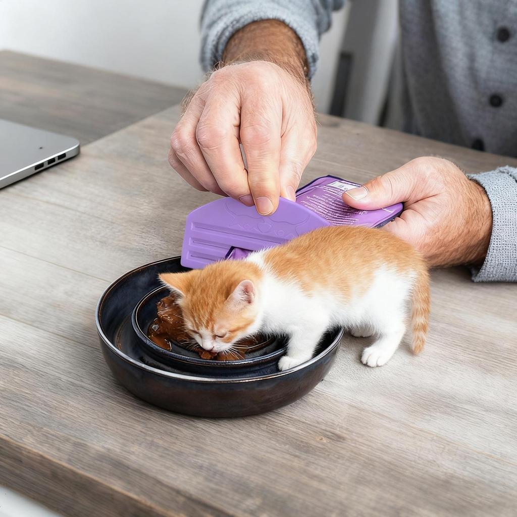 Portable Multifunction Cat Treat Feeder Spoon Squeeze Wet Food Extruder 11.8x6.2cm Cat Treat Dispenser Manual Reusable