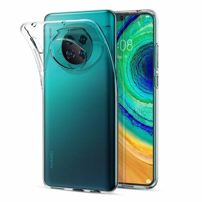 Case and Neck Strap for Huawei MATE 30 - Transparent Soft TPU Adjustable Black Cord Phonillico®