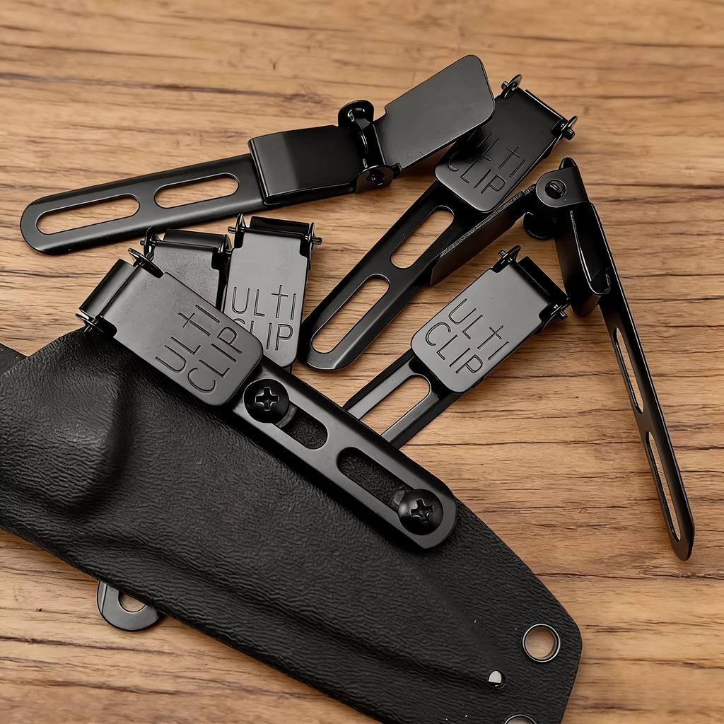 Style Tactique Extérieur Acier Inoxydable Pince de Ceinture UltiClip, Pince en Acier Inoxydable pour Holster, Pince de Ceinture pour Fourreau de Couteau, Pince Arrière Légère
