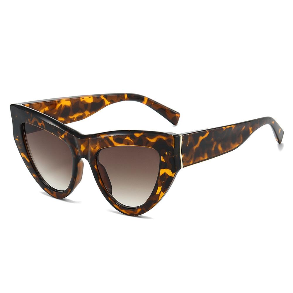 Retro Splicing Contrasting Color Cat Eye Sunglasses Fashion Plain Sunglasses Large Frame Decoration