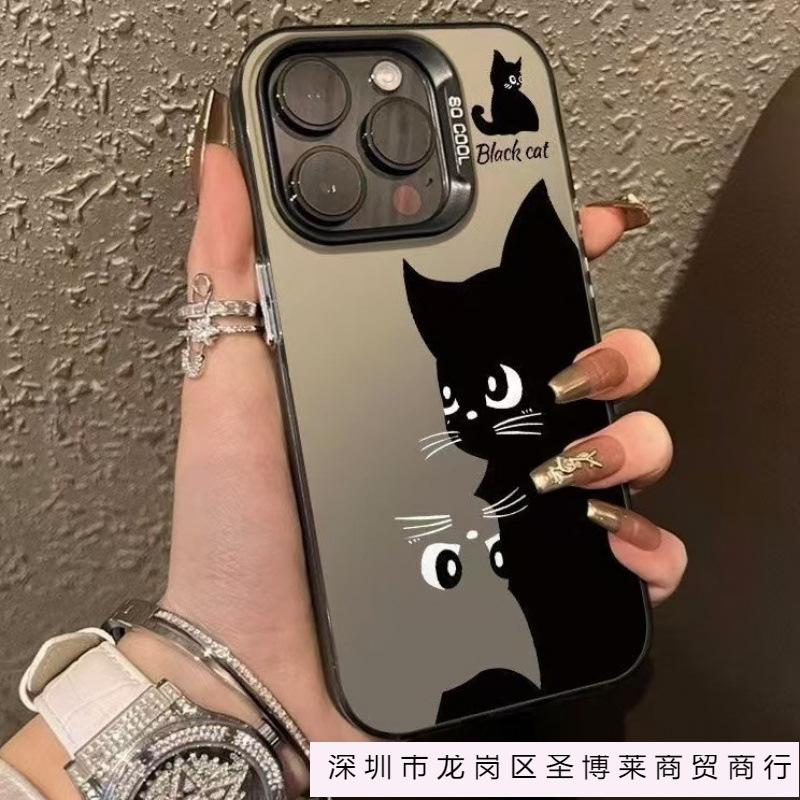 Black Cat Applies To 15plus Personality 16promax iPhone Case Iphone14 Hard Case 13pro Creative 12
