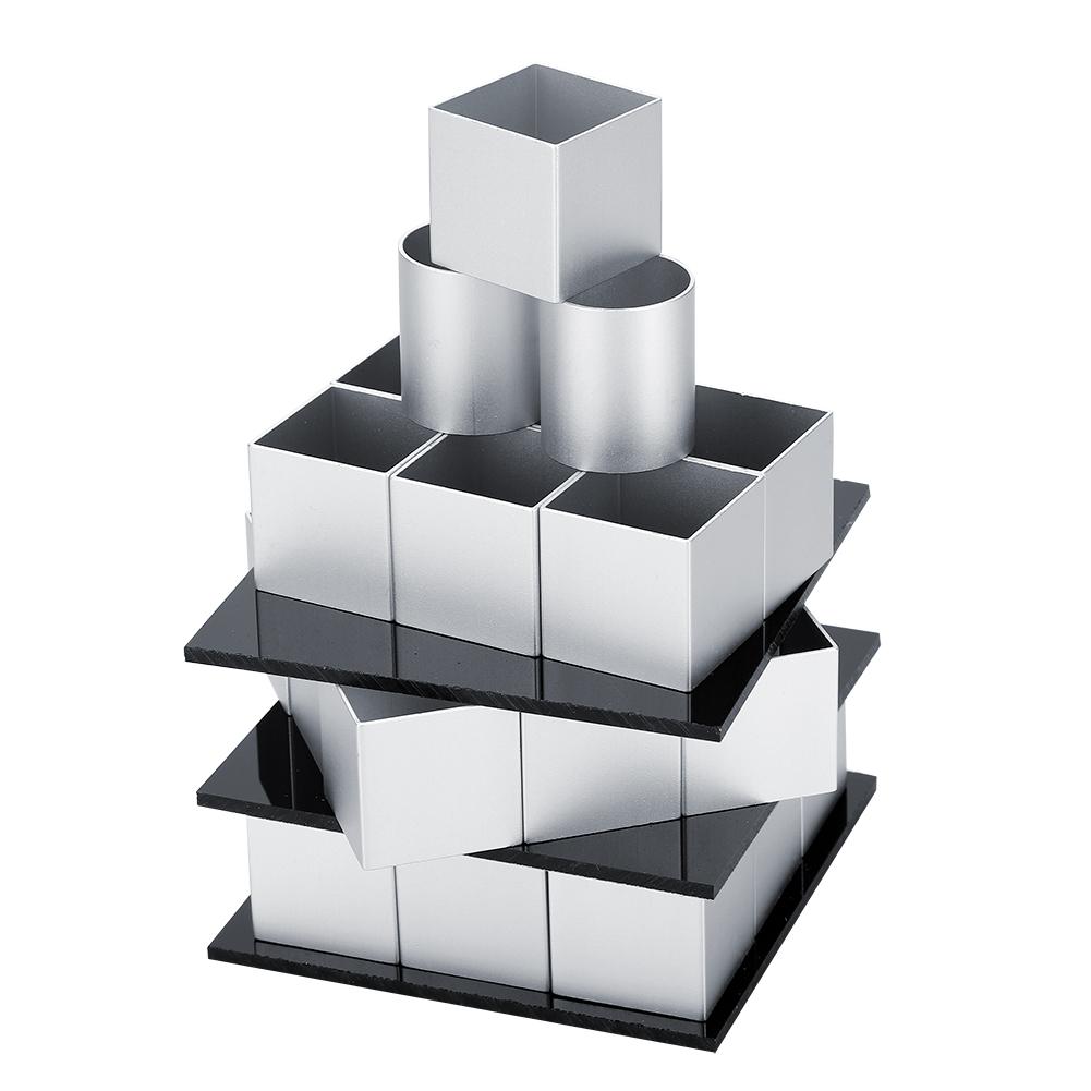 Metal Cube Square Shape Silicone Mold for Cake Decorating Tools DIY 3D Rotation Mousse Dessert Cake Moulds for Kitchen Baking