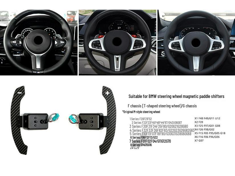 Compatible BMW G F Chassis Shift Paddles: Carbon Fiber Magnetic for M2, M3, M4, X3, X4, X5, X6 Series.