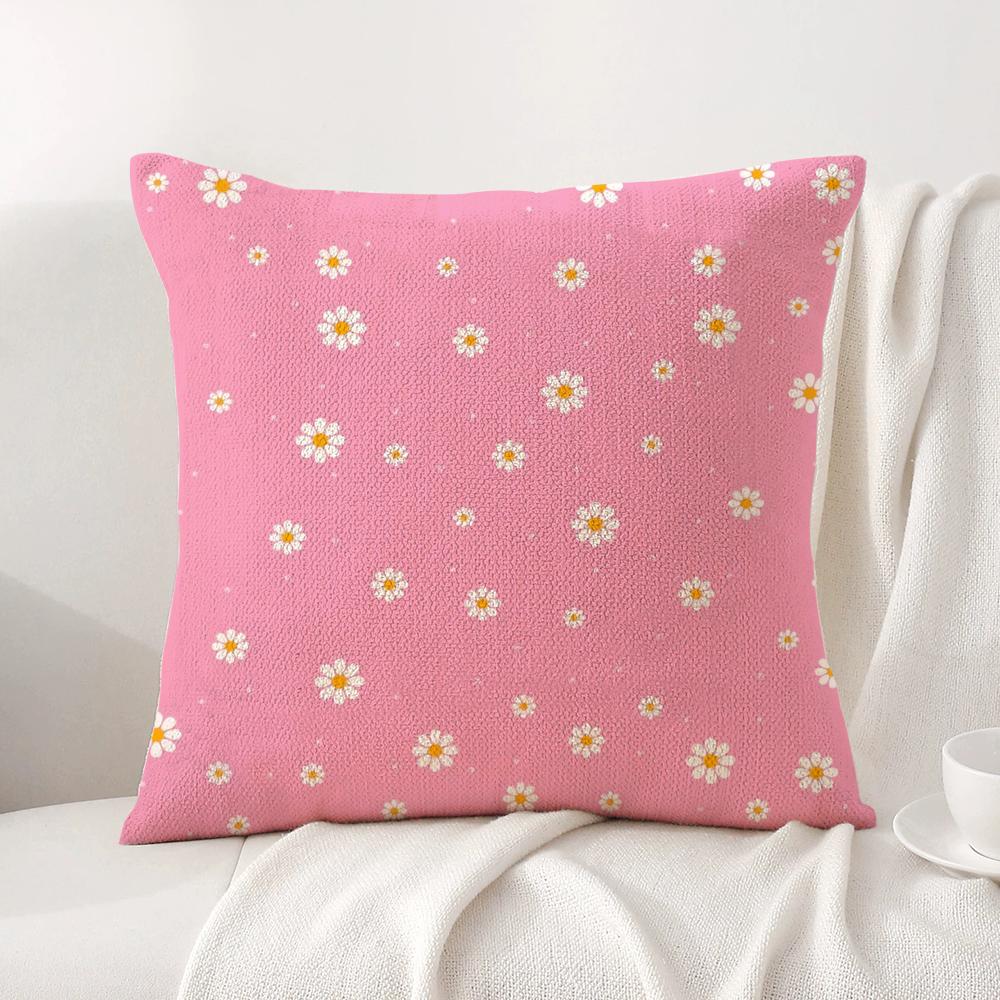 Romantic Daisy Print Spring Cushion Cover Natural Linen Organic Fabric DoubleSided Printing Sofa Home Decor Breathable