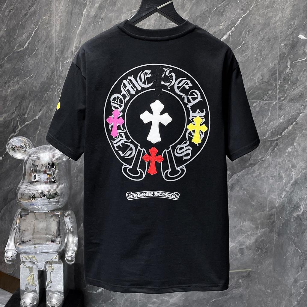 GZ-8923 CHROME HEARTS 2025 Summer New High Quality Cotton Round Neck Loose Large Size Men's and Women's T-shirt Couple T-shirt