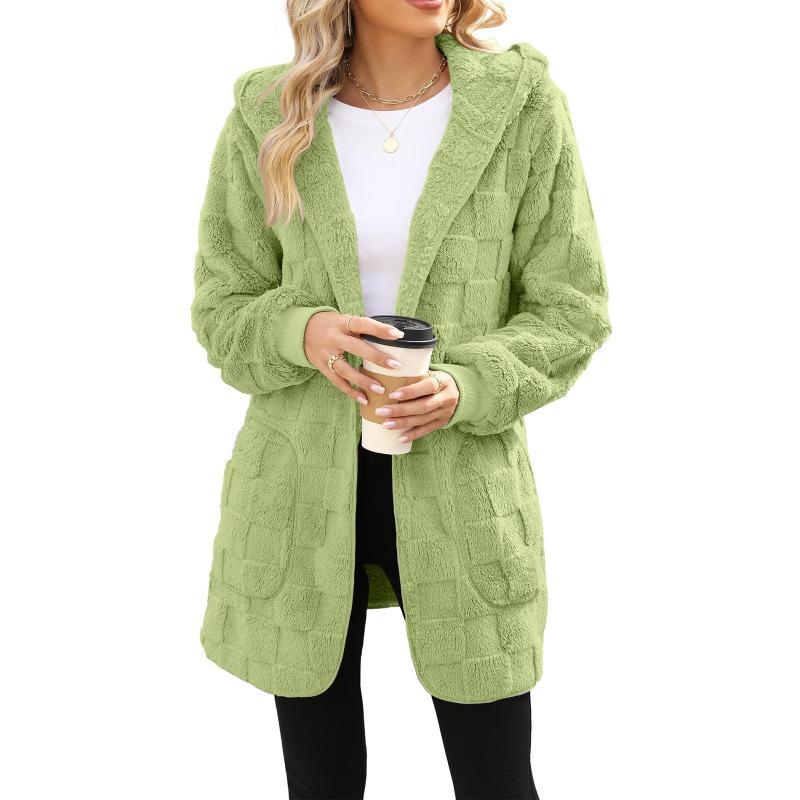 IHUASU Women's Vintage Casual Solid Color Print Autumn Winter Long Sleeve Jackets & Coats Unique Design