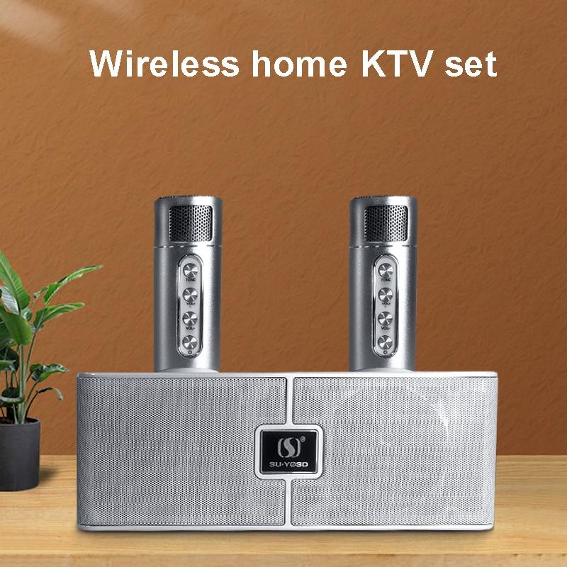 

YS204 Wireless Microphones Bluetooth-compatible Speaker System Home Party KTV Karaoke Singing Machine Kit Black