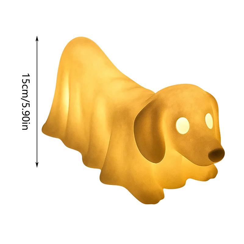 Halloween Dachshund Ghost Lamp, Halloween French Bulldog Glowing Ghost Figurine, Cute Dog Display Statue Nightlight Decorations A