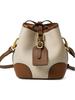 2025 New Small Colorblock Cowhide Leather Drawstring Bucket Bag - Mini Phone Crossbody & Shoulder Bag