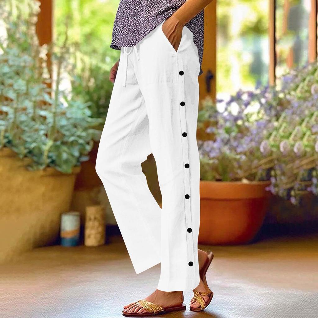Women's Casual And Fashionable Color Loose Pants With Pocketes