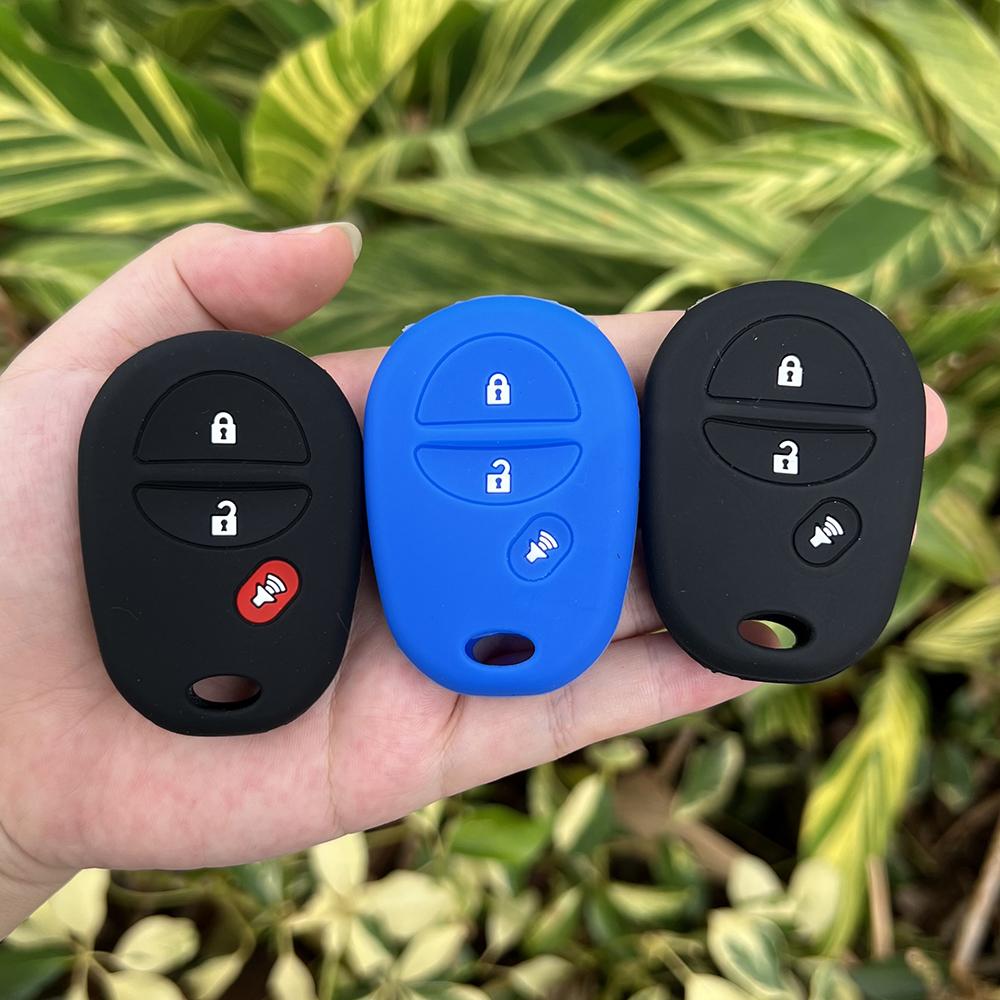 3 Buttons Silicone Car Key Cover Case Skin Protector Holder Rubber Shell for Toyota Sienna Tacoma Tundra Keychain Accessories