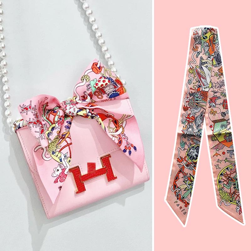 2024 Silk Twilly Scarf: Stylish Ribbon for Bag Handles & Hair