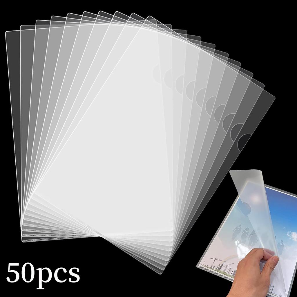 10-50 Pack Clear Folders for Document Plastic,L-Type Plastic File Clear Folders Letter Size, Transparent for Office & School