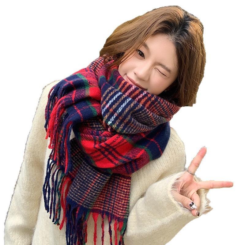 Autumn and Winter Small Fresh Imitation Cashmere Scarf Shawl Warm Couple Versatile Plaid Scarf