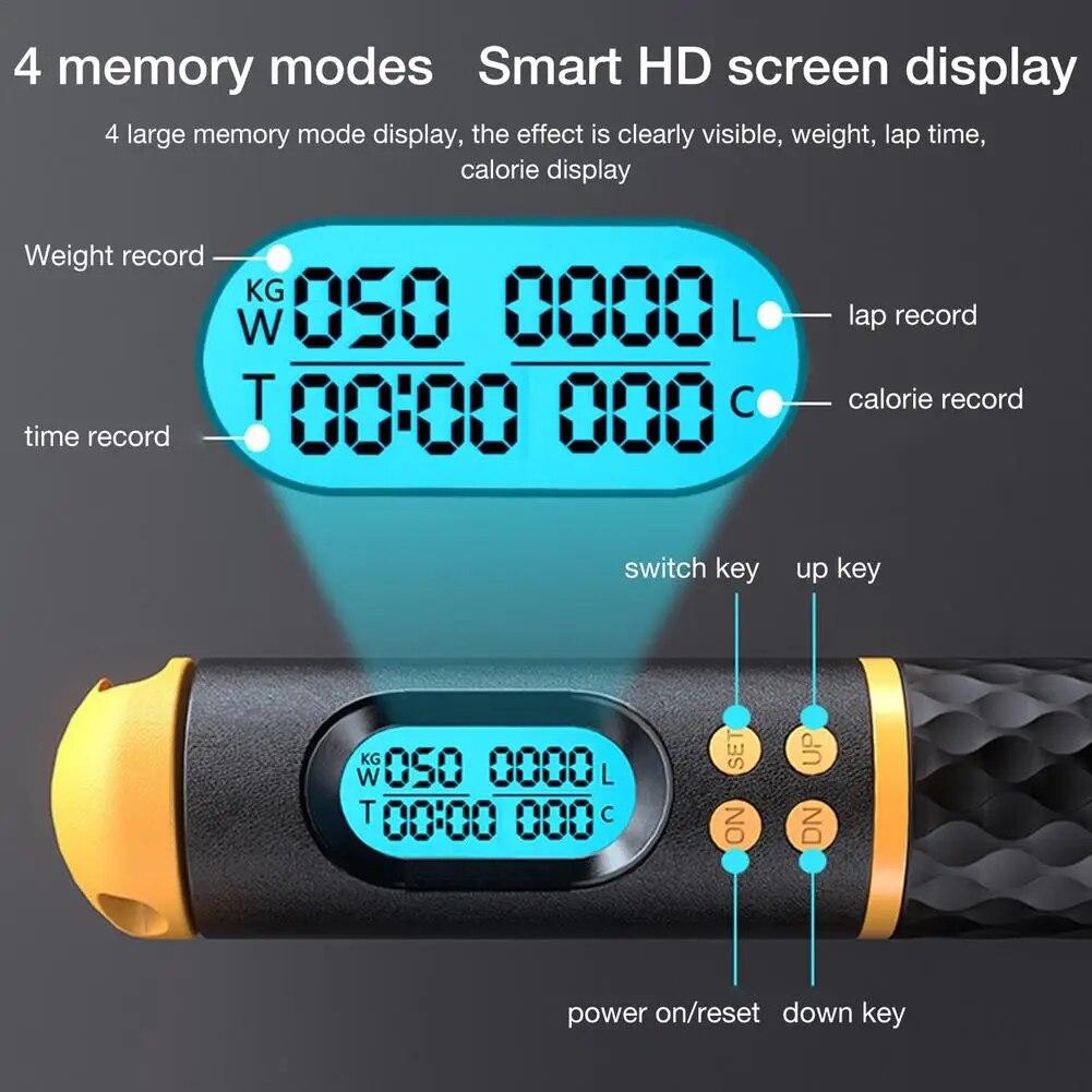 2 In 1 Multifun Speed Skipping Rope With Digital Counter Professional Ball Bearings And Non-slip Handles Jumps And Calorie Count