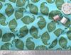 Soimoi Blue Japan Crepe Satin Fabric Green Paisley Printed Craft Fabric by the metre 42 Inch