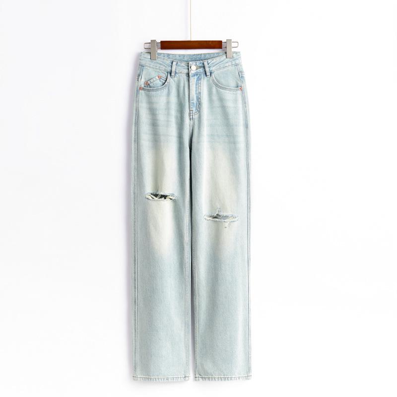 

Women s High Waist Ripped Wide Leg Jeans - Soft, Slimming, Versatile for Summer & Autumn Small