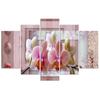 Five Piece Picture Canvas Print Pink Flower Orchids