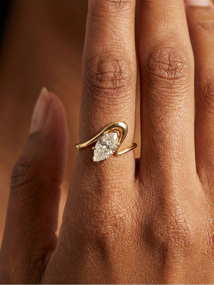 925 Silver Simple Ripple Marquise Zircon Ring For Women Engagement Anniversary Wedding Party High Quality Fine Jewelry