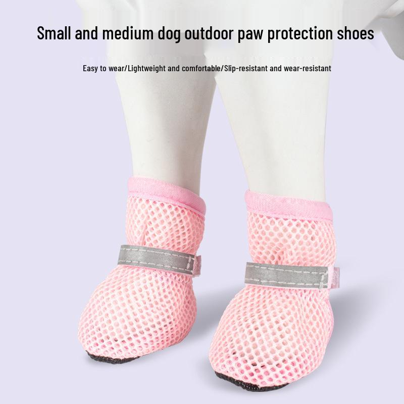 Reflective Breathable Mesh Dog Shoes - Non-slip, Wear-resistant Soles for Small and Medium Breeds