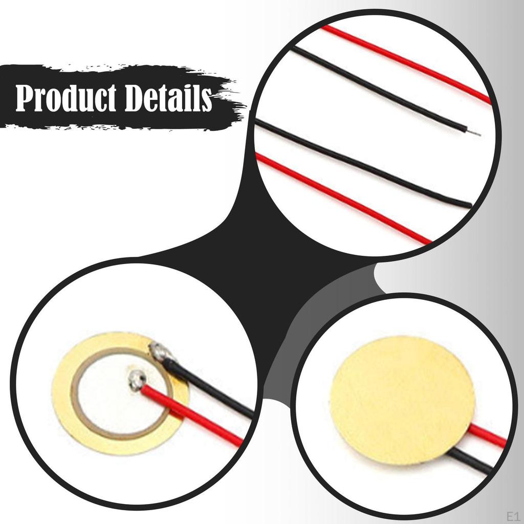 10Pcs 20mm Piezo Disc,Sound Sensors Sounder,with 3.94inch Wires Elements Transducer for Mic