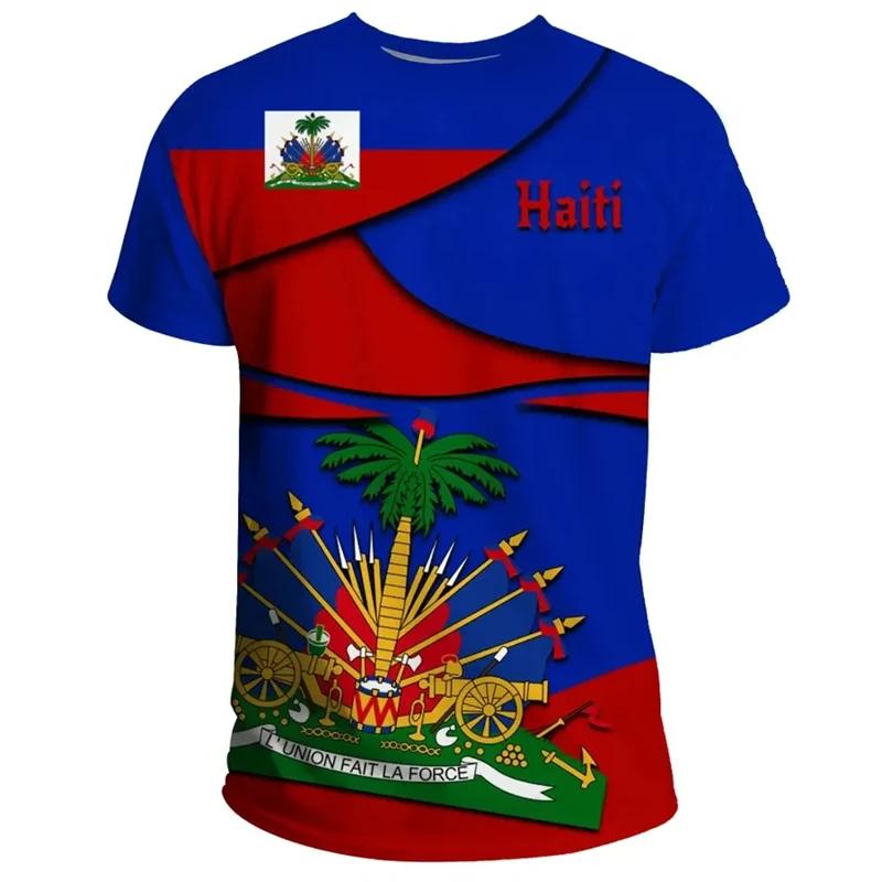 Maglietta Estiva e Primaverile con Stampa 3D a Tema Haiti per Uomo, T-Shirt Casual a Maniche Corte Stile Moda, Top Sportivo Novità per il Tempo Libero