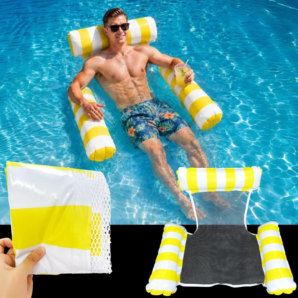 Water Hammock Lounger - Pool Float Lounger for Adults Inflatable Swimming Pool Hammock Floaties Multi-Purpose Pool Floating Lounge Bed for Summer
