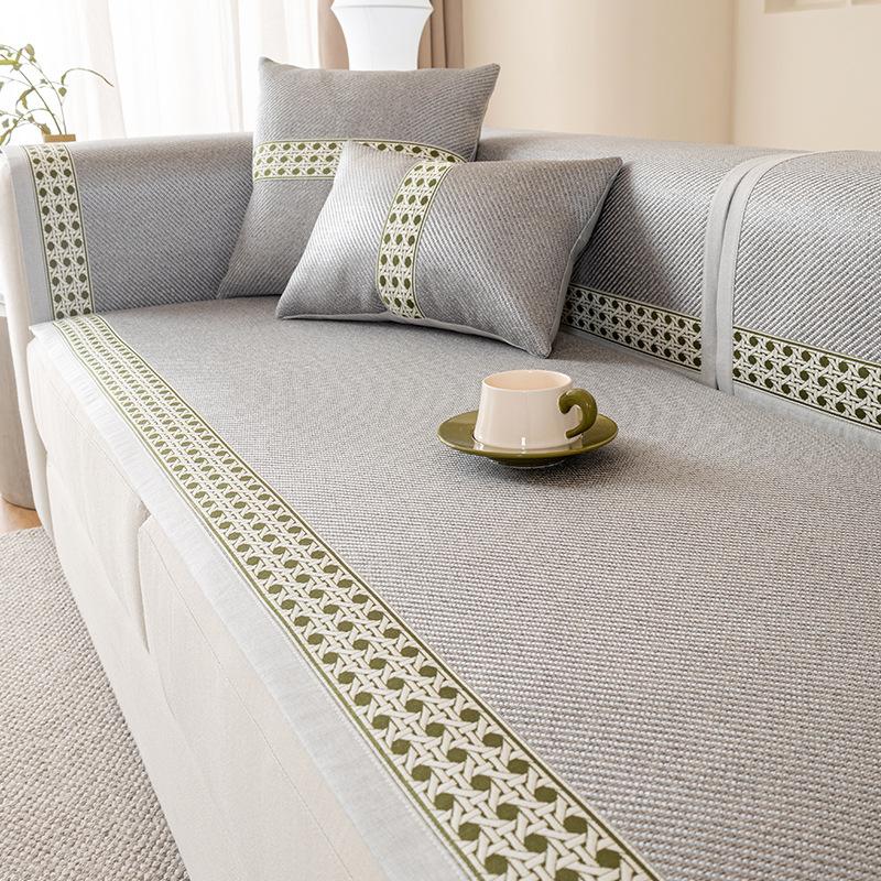 Poduszka na sofę Letnia Mata z Rattanu z Piołunu Argentyńskiego Chłodna Podkładka Cztery Pory Roku Uniwersalna Antypoślizgowa Lekki Luksus Chłodzący Rattan Letni Pokrowiec Ręcznik na Oparcie