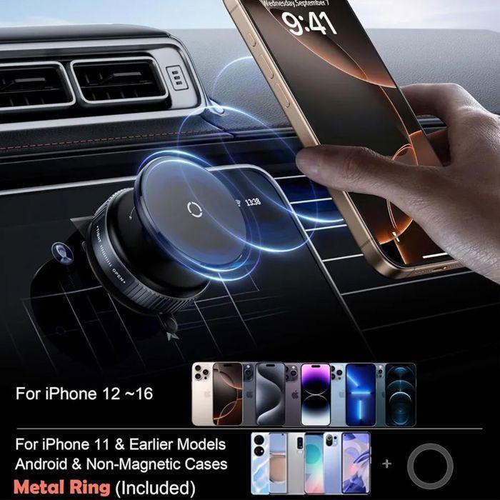 Support Magnétique pour Téléphone - Non spécifié - Léger - Antidérapant - 360° Rotation - Noir