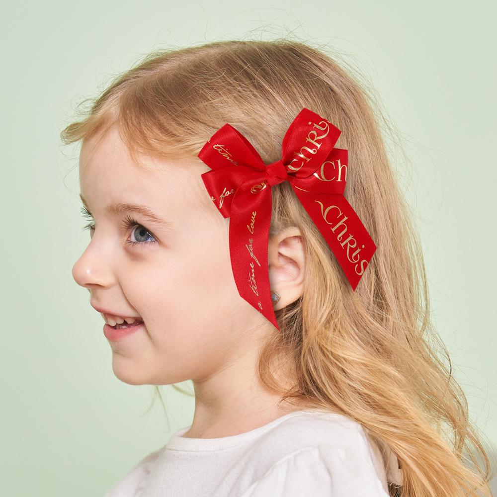 2pcs/set Christmas Bow Hair Clip For Baby Girls Simple Cheer Up Ponytail Hairpin Barrettes Headwear Hair Accessories
