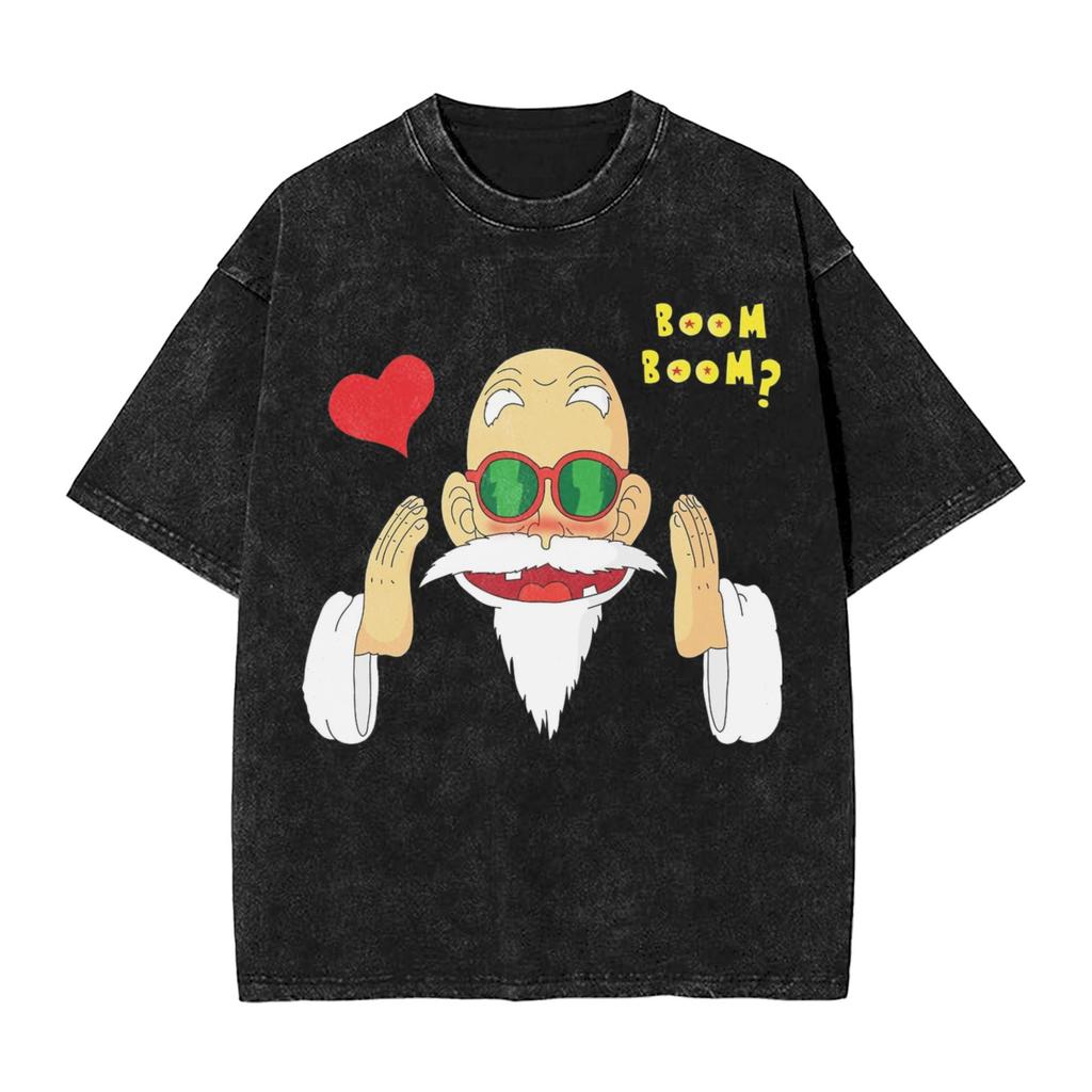 Master Roshi Dragon Ball Printed Tshirt Mens and Womens Washed Tshirt High Quality Vintage Cotton Tshirt Harajuku Tops